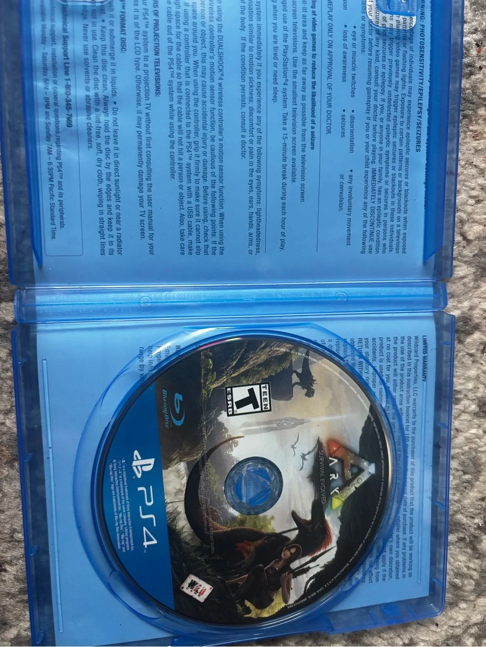 Sony PS4 ARK: Survival Evolved - Blue Case Artwork/Untested/As-is